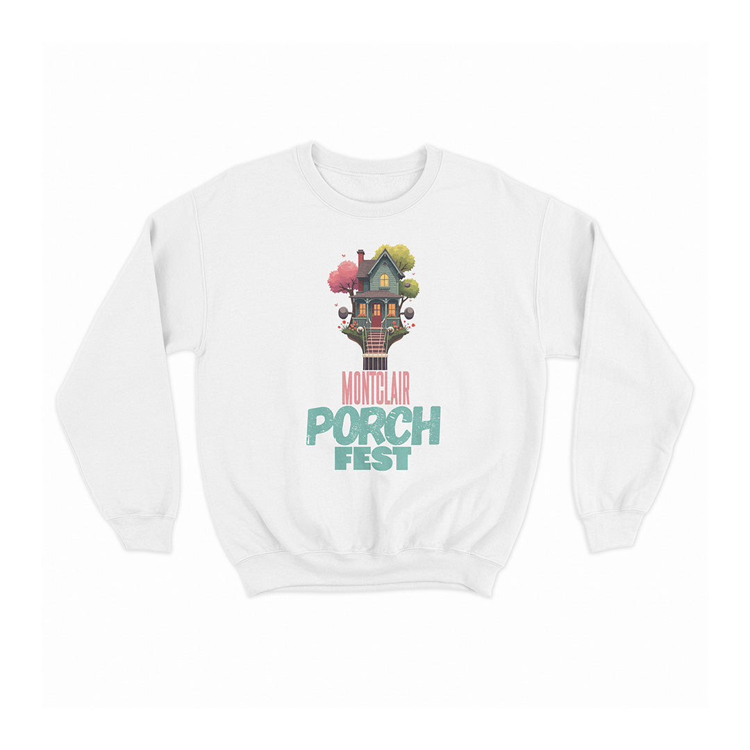 MONTCLAIR PORCHFEST 2025 CREWNECK SWEATER (WHITE)